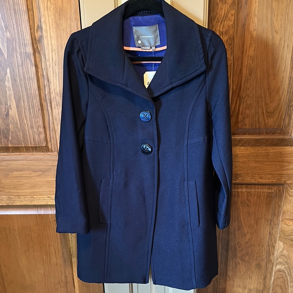 Anthropologie Women's Navy Coat - Small